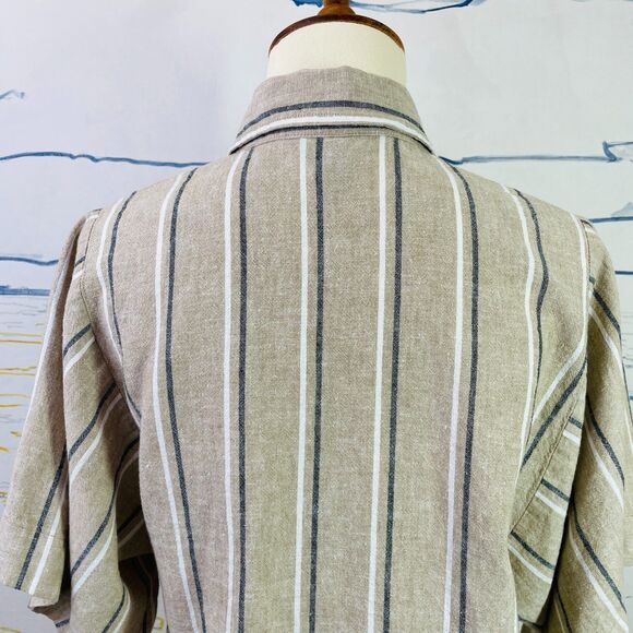 Banana Republic Linen Cropped Button Down Shirt XS - Small Linen Cropped Blouse - Picture 5 of 13